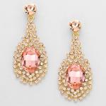 Shimmer Speck Gold Tone Rosy Drop Earrings.JPG